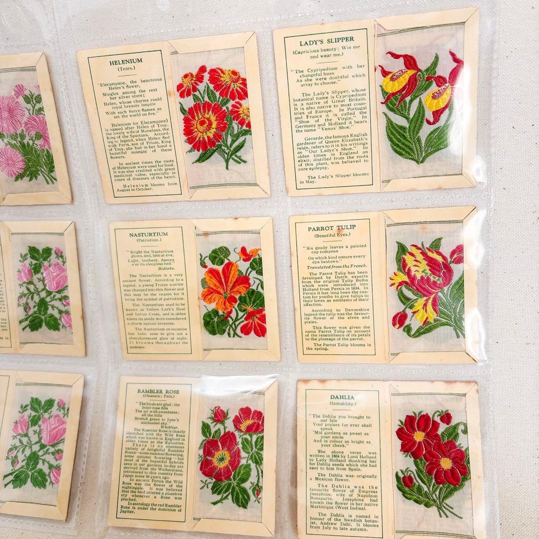 【Bセット】花の刺繍　シガレットカード　Sサイズ 48枚セット