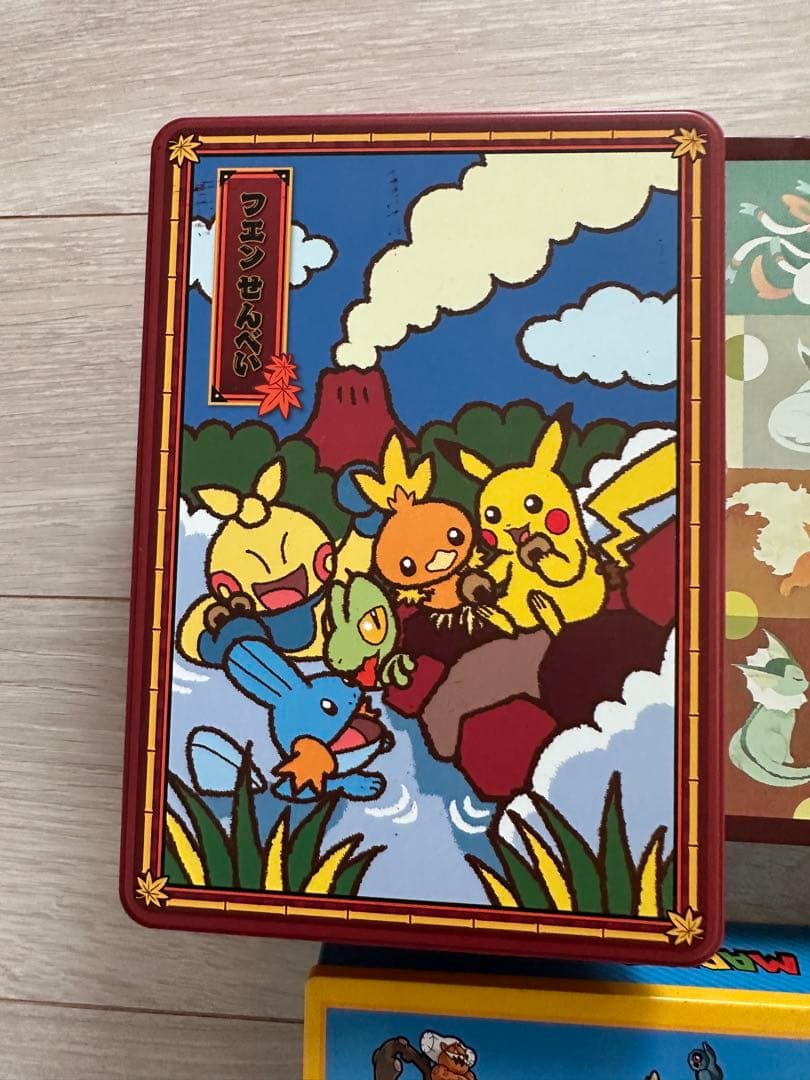 ポケモンデザイン缶セット空き缶　ブイズ　マリオ　ピカチュウ フエン