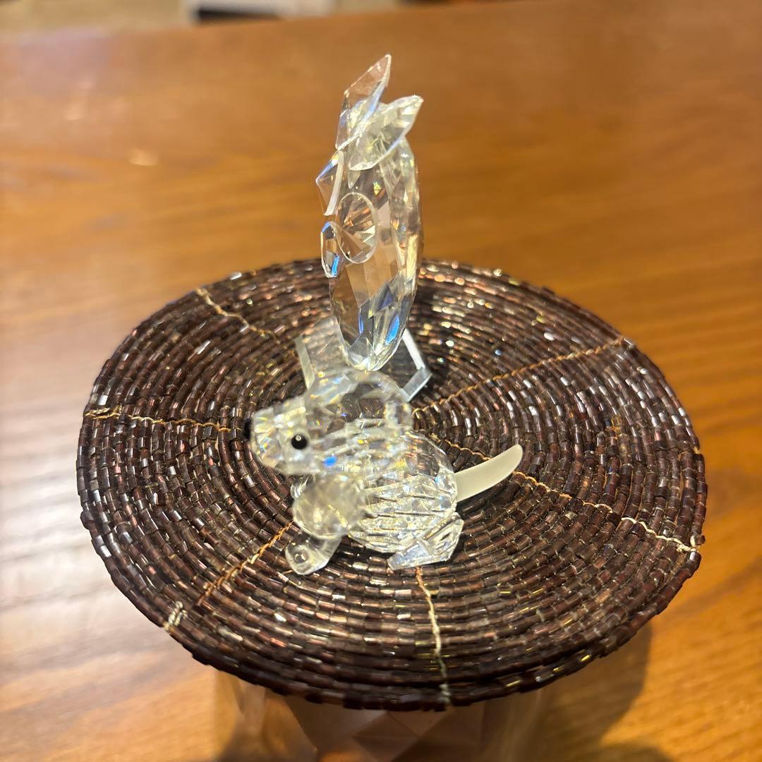 スワロフスキー　犬（ビーグル）、フクロウ　クリスタル置物２つセット