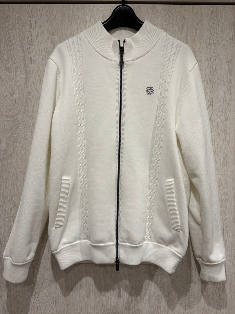 セントアンドリュース　裏地付き　ニットジャケット　ホワイト　メンズ L厚手