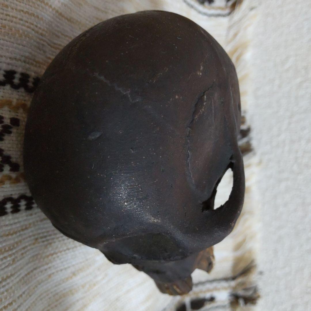 髑髏 頭蓋骨 の置き物 骨董品 陶器製？