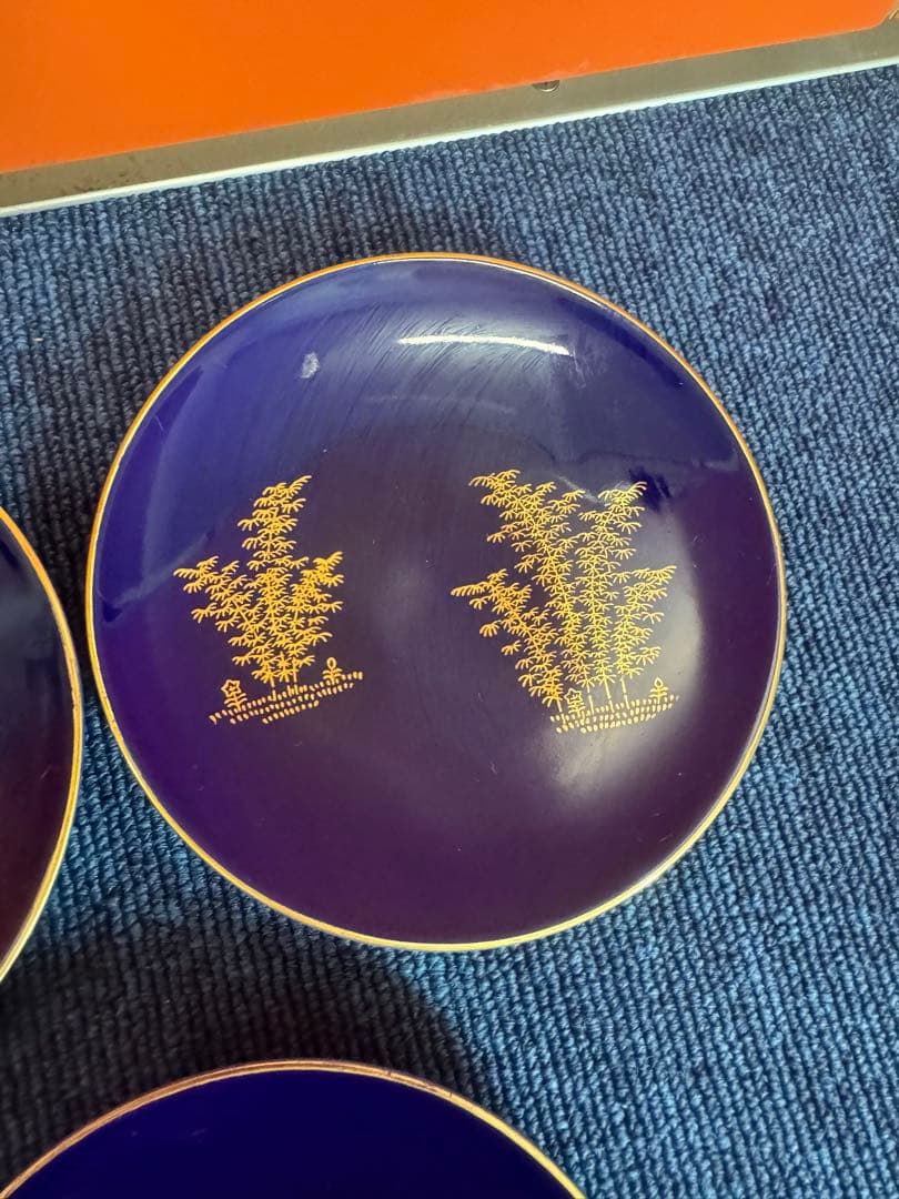 2034 深川製磁　方皿4客　丸皿3客　金彩