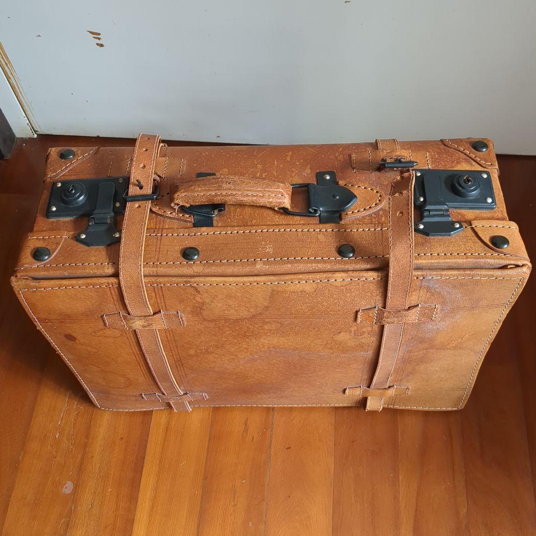 アンティーク　レザースーツケース　トランク　レトロ雑貨
