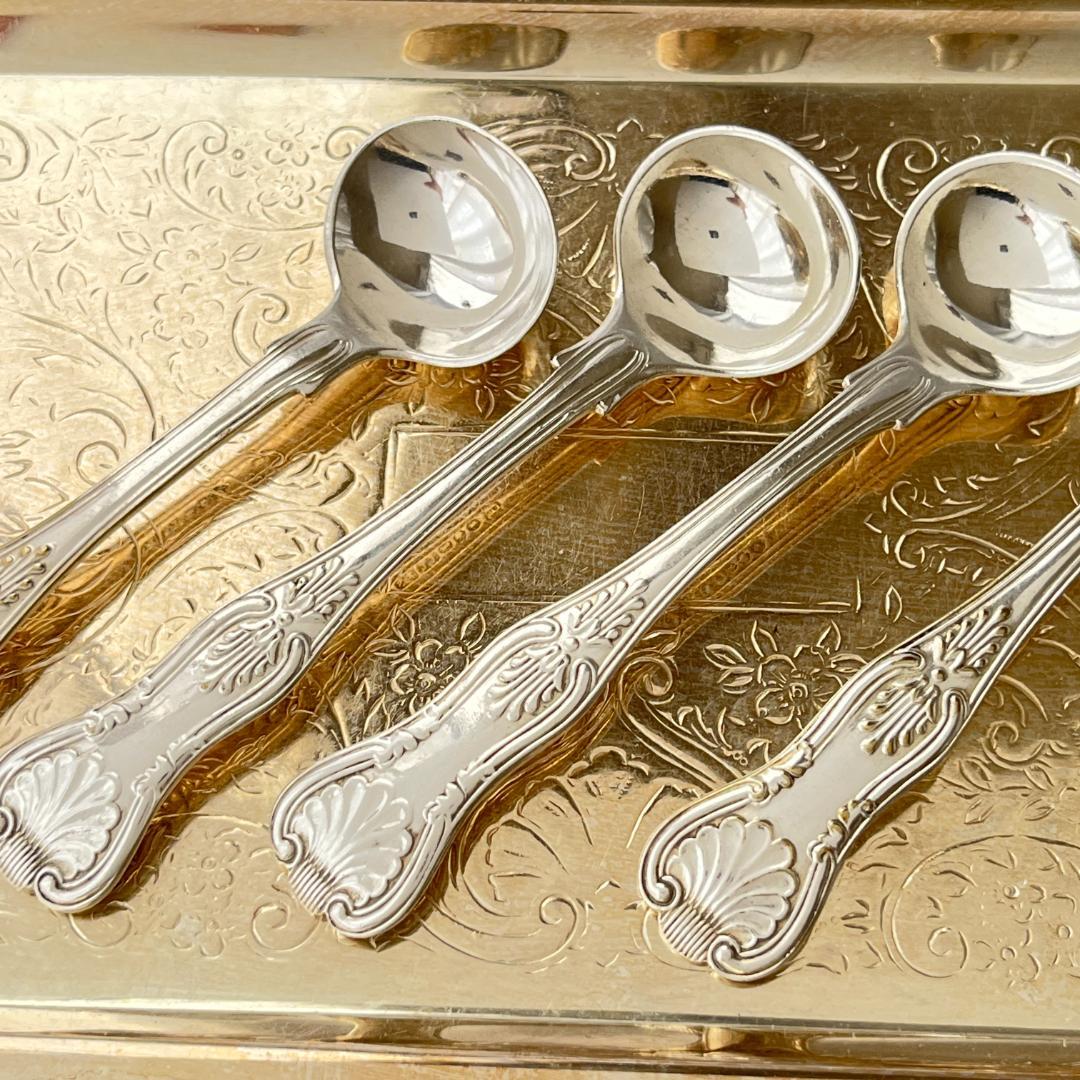 【英国】 コンディメント / ポーション/ マスタード スプーン 4本組