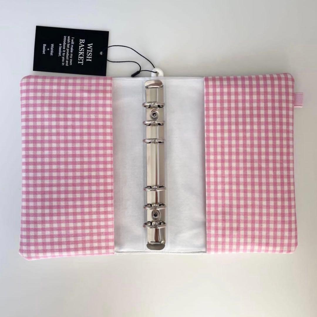 早い者勝ち　韓国　バインダー　カバー　貯金　現金管理　シルバー　ピンク　チェック