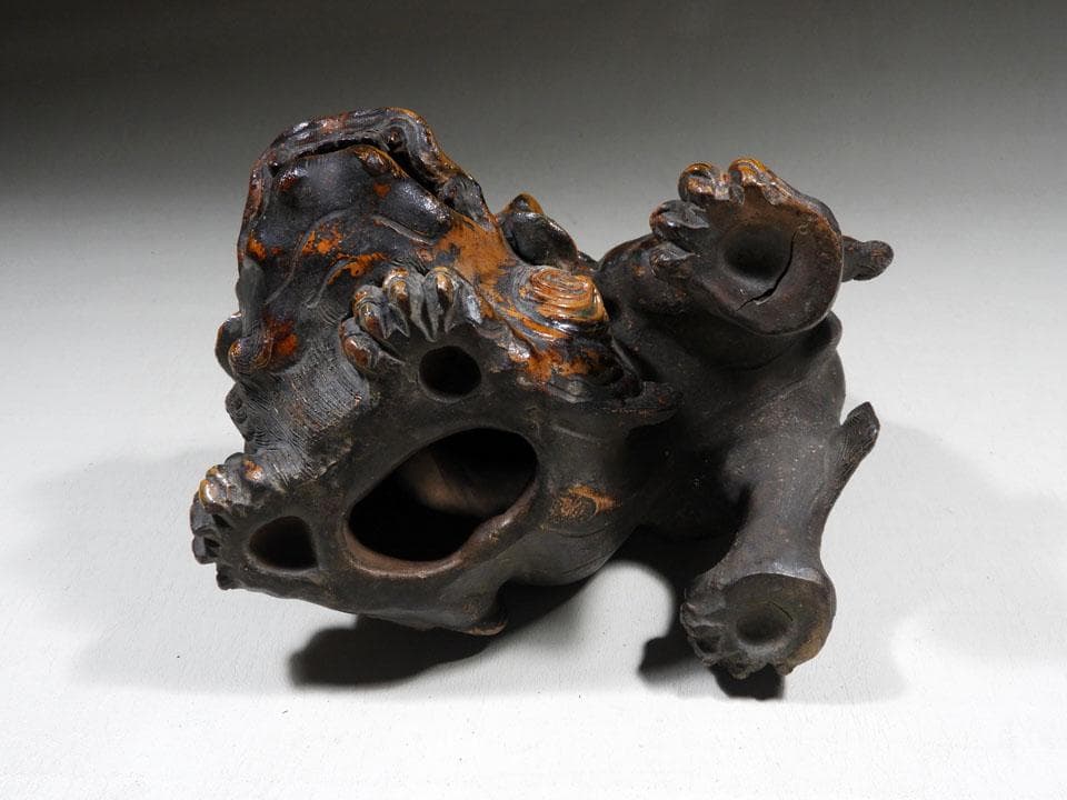 ●傑作 備前 古備前 唐獅子 備前焼 信楽焼 在銘 修復跡 縁起物 高さ21㎝