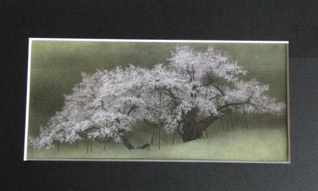 林潤一、【飛騨臥龍桜】、希少な額装用画集より、新品額装付、状態良好