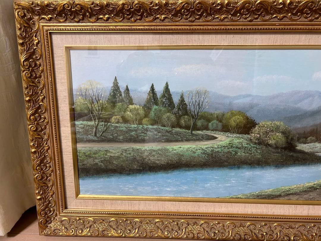 油絵　『奥木曽の里』　横山守　絵画　美術　芸術