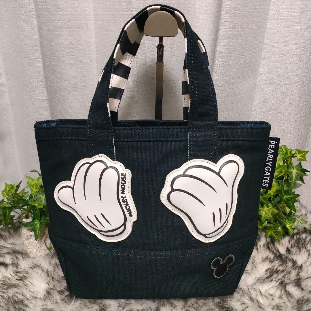 【美品】パーリーゲイツ MickeyMouseコラボ アップリケ カートバッグ紺
