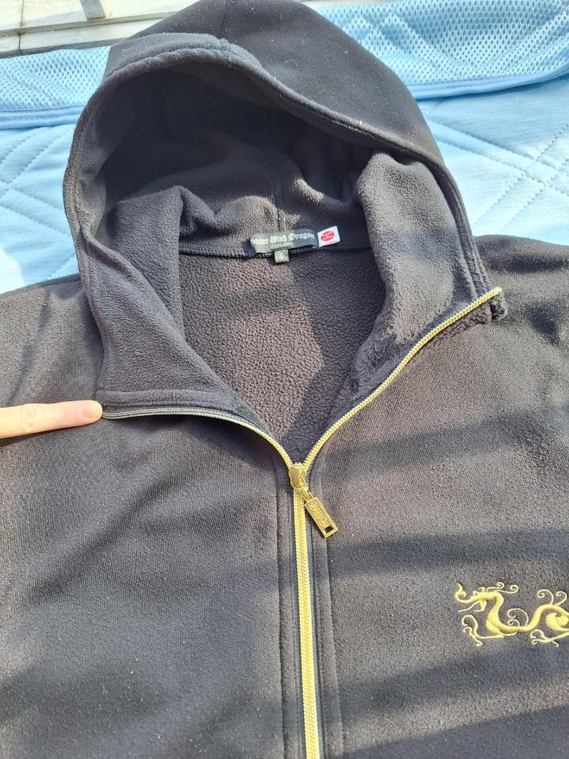 DWD フルジップフード付きパーカー 黒