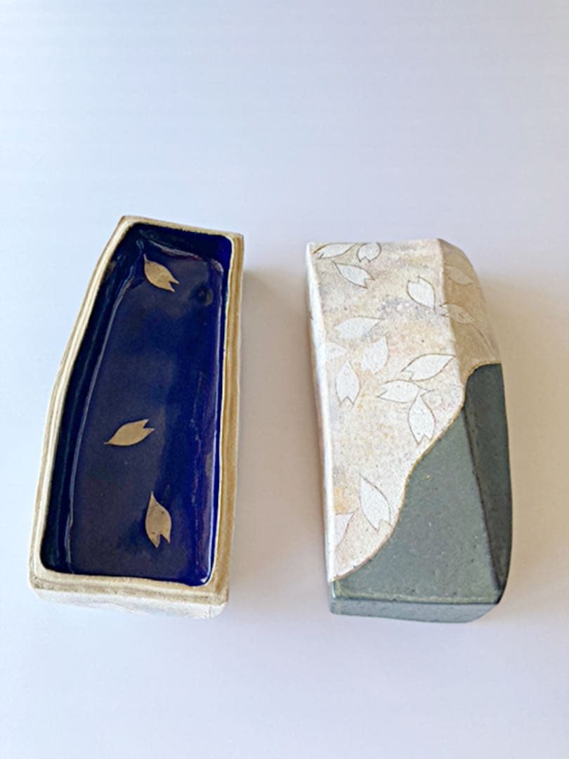 期間限定お値下げ中！！　新品未使用！！　島田恭子作　櫻　蓋物　布目金彩　益子焼