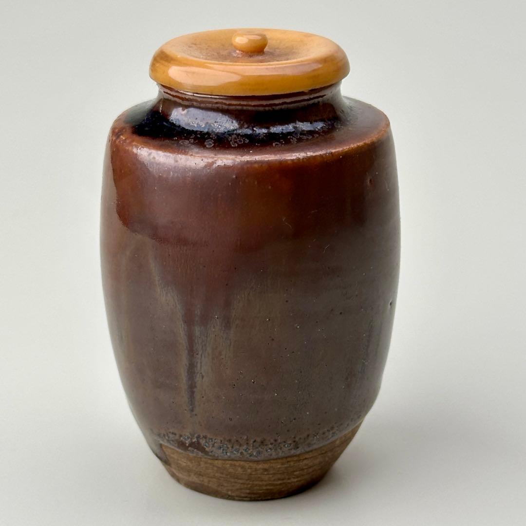 江戸後期頃 茶入れ 茶道具 時代物 仕覆付き 骨董品　アンティーク