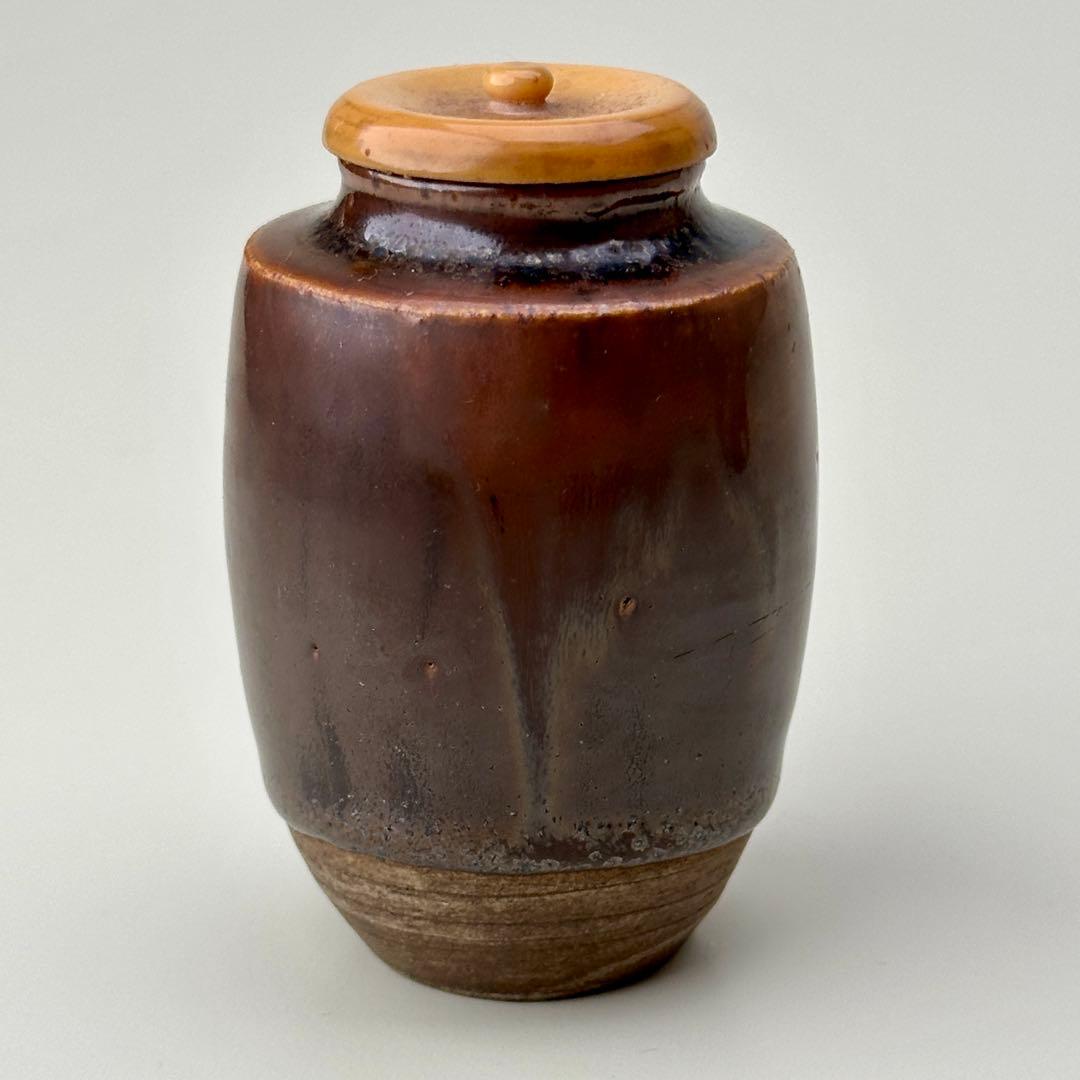 江戸後期頃 茶入れ 茶道具 時代物 仕覆付き 骨董品　アンティーク