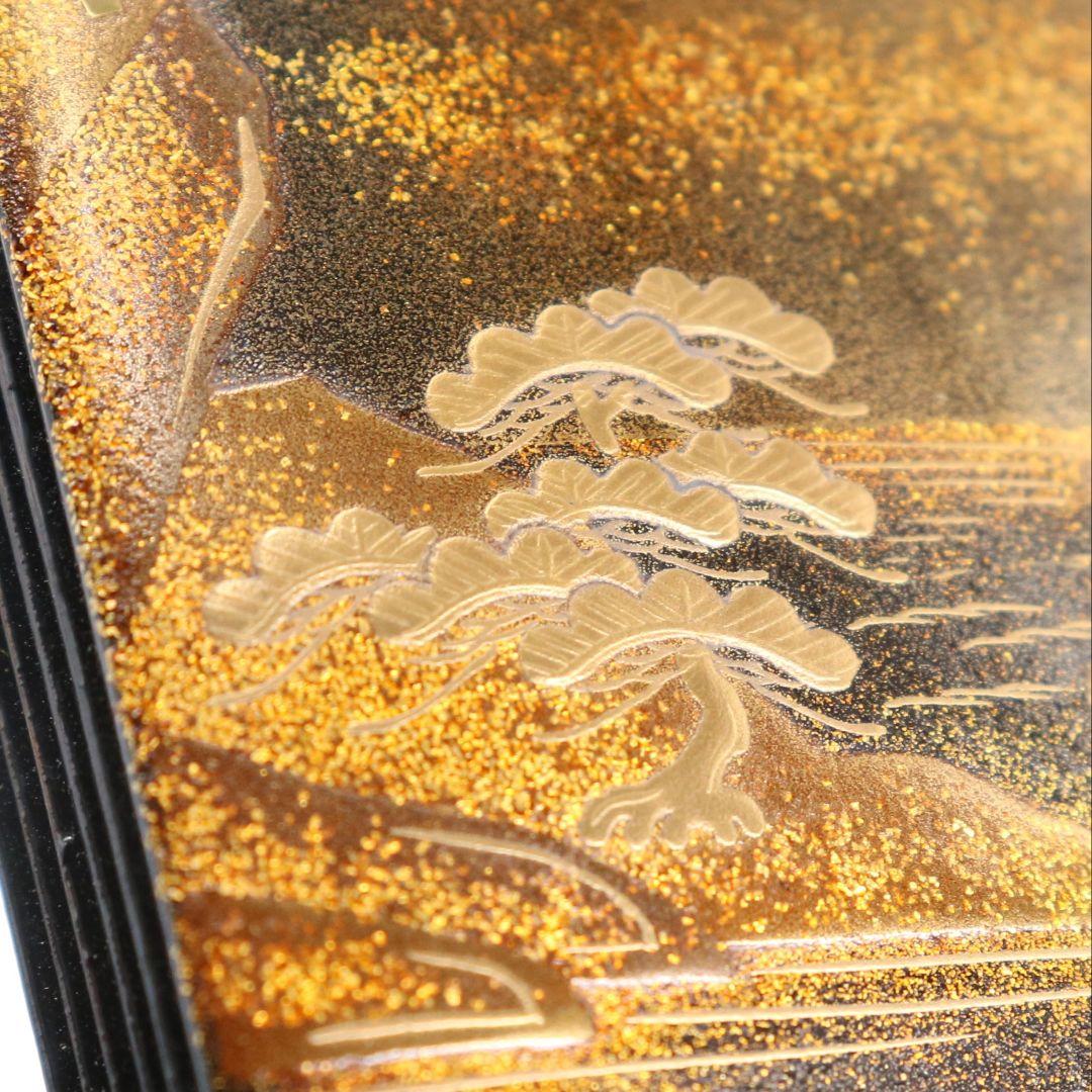 坂本憲一作 山水蒔絵 文庫形香合 文箱 金梨子地 茶道具 共箱　AW807　N1