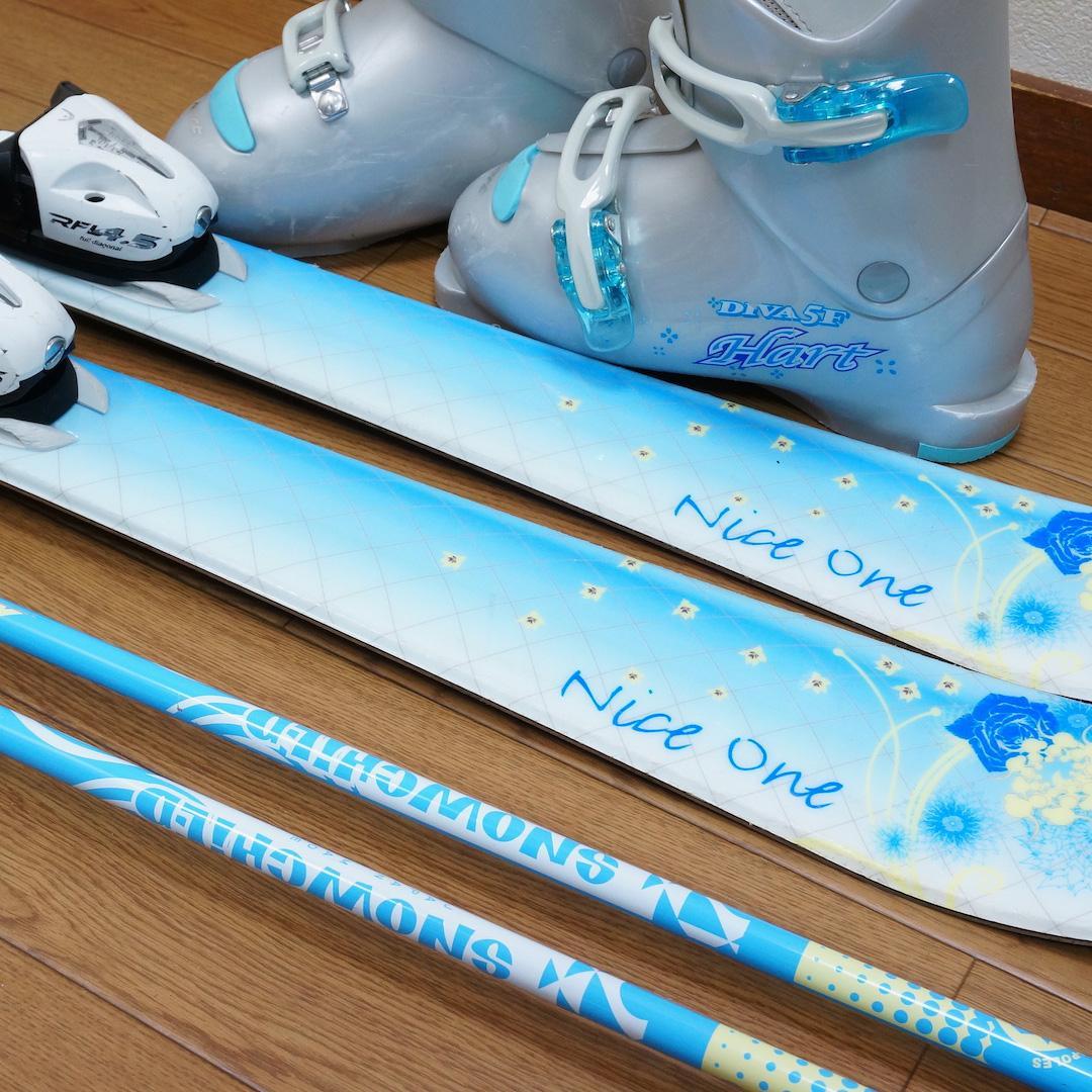 メンテ済 117cm 靴21cm HEAD カービングスキーセット (120