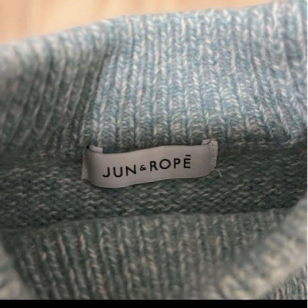 良品 JUN&ROPE フロントロゴパフスリーブ長袖プルオーバー ニット