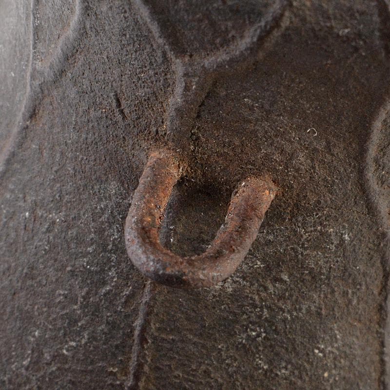 南蛮焼締　蓮葉形　蓮花蛙象嵌　掛け花生　合せ箱付　V　R7084