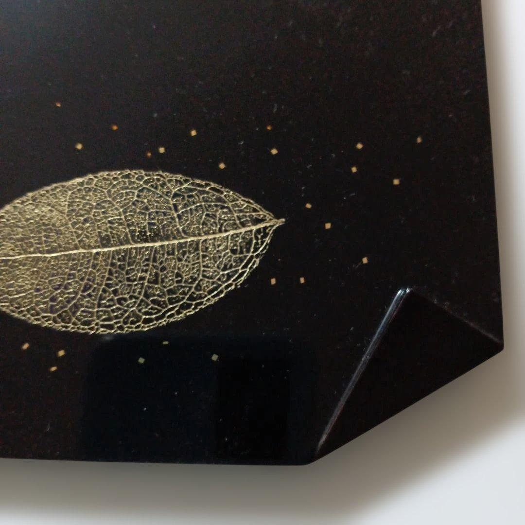 最上塗　銘々盆5枚組　漆工 　葉模様　茶道具　銘々皿