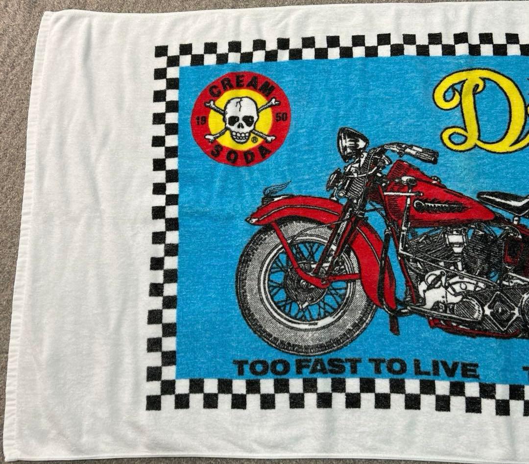 ピンクドラゴン♦︎クリームソーダ♦︎90'Sバスタオルヴィンテージ✳︎モーターサイクル