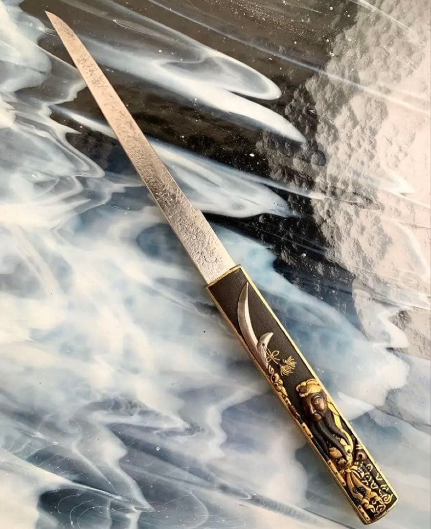 小柄小刀　三国志関羽図小柄袋　刀装具（15cm以下の合法サイズ）