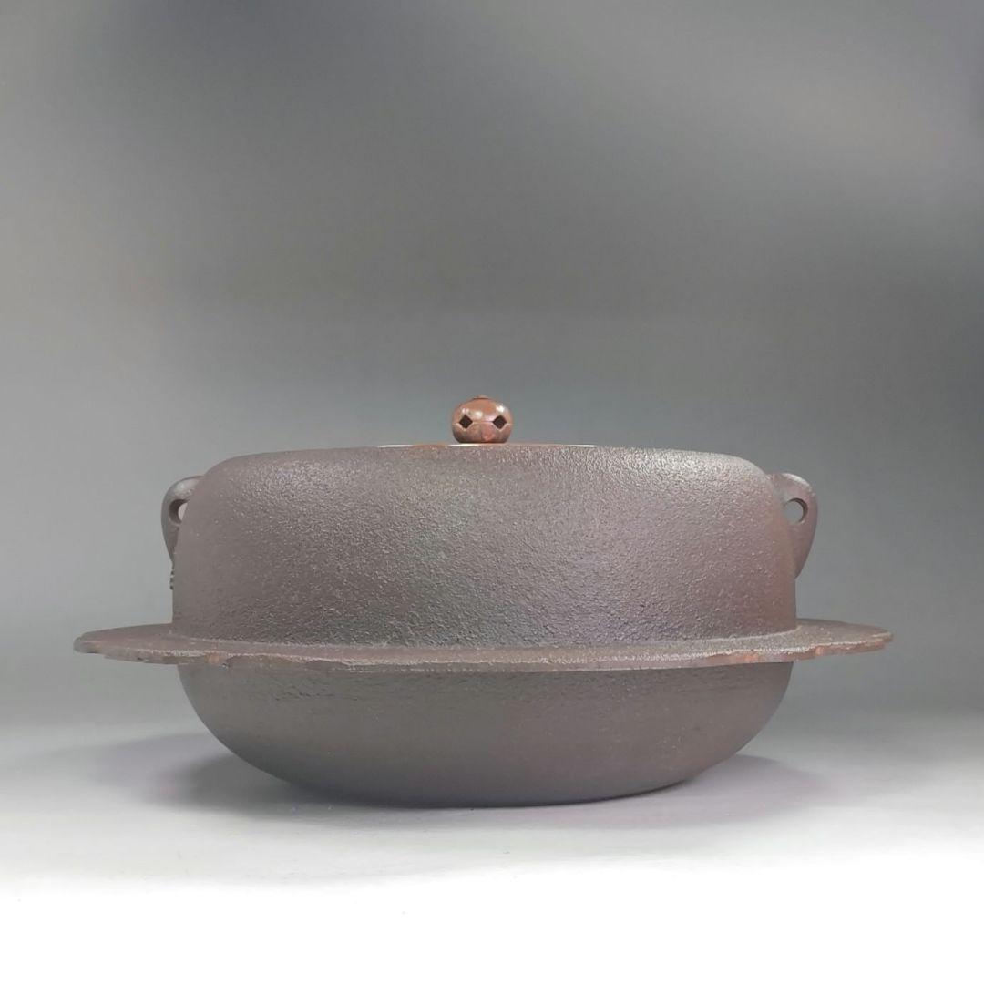 イ958 茶釜『釜師　金森浄栄』『糸目口　透木釜　共箱』鉄釜　茶道具