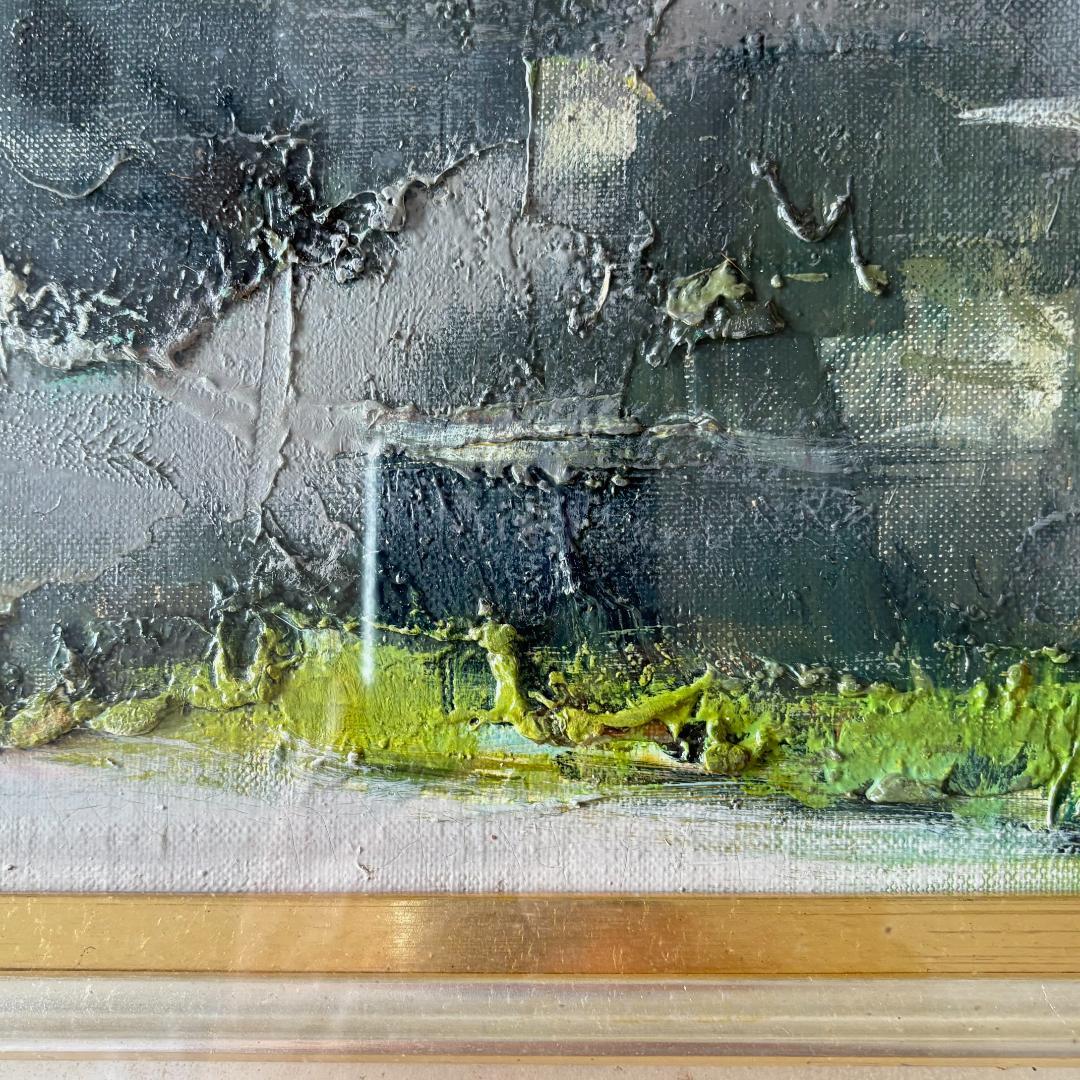 油絵　堀田髙　「裏窓」　1970年制作　６号 堀田高