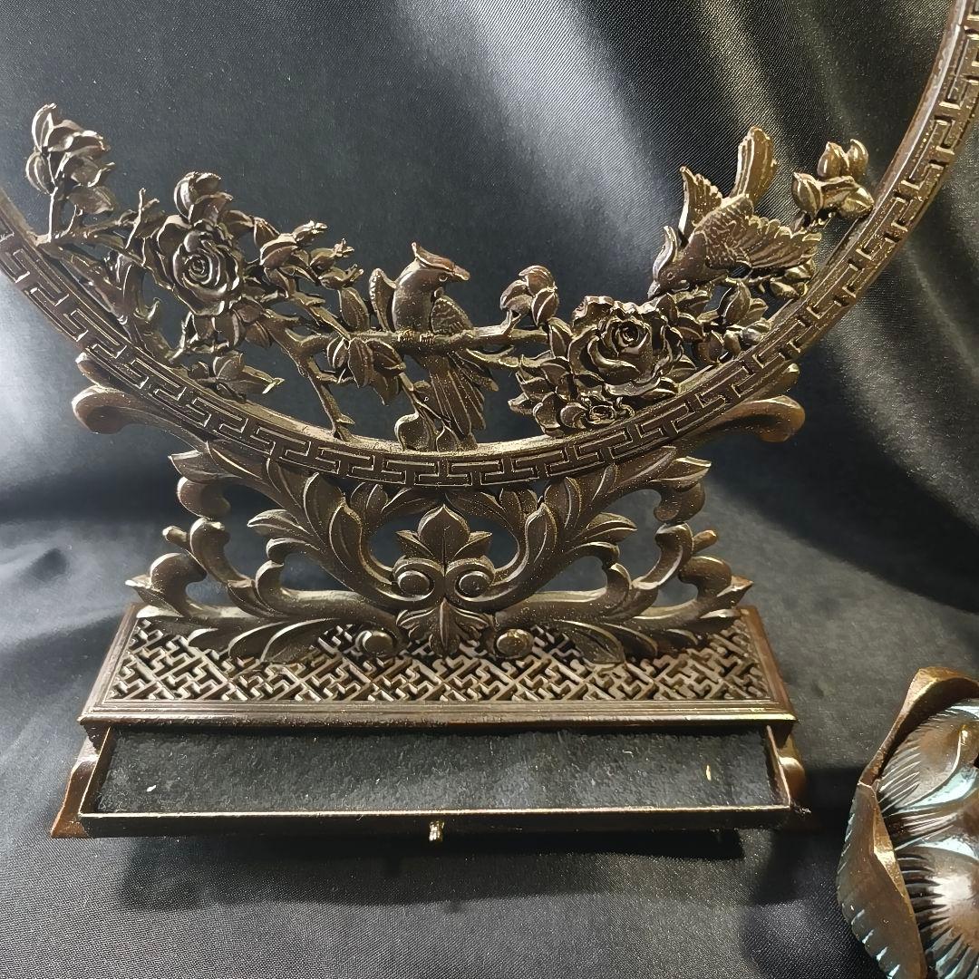 香道具 吊香炉 蓮炉花鳥文 高岡銅器 引出し付 骨董 旧家蔵出し美品 送料無料