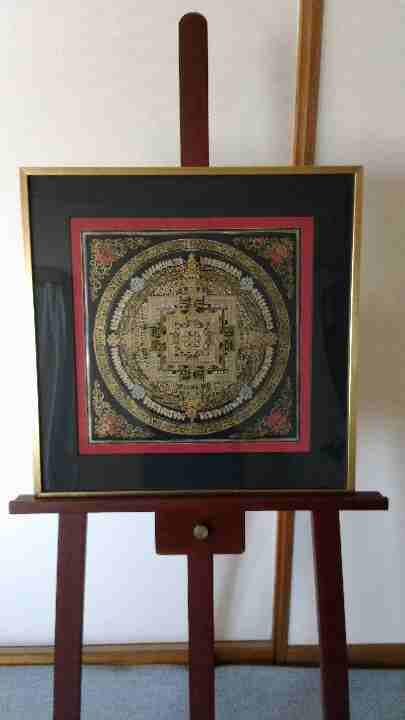 値下げ　チベット種字曼陀羅　赤　肉筆