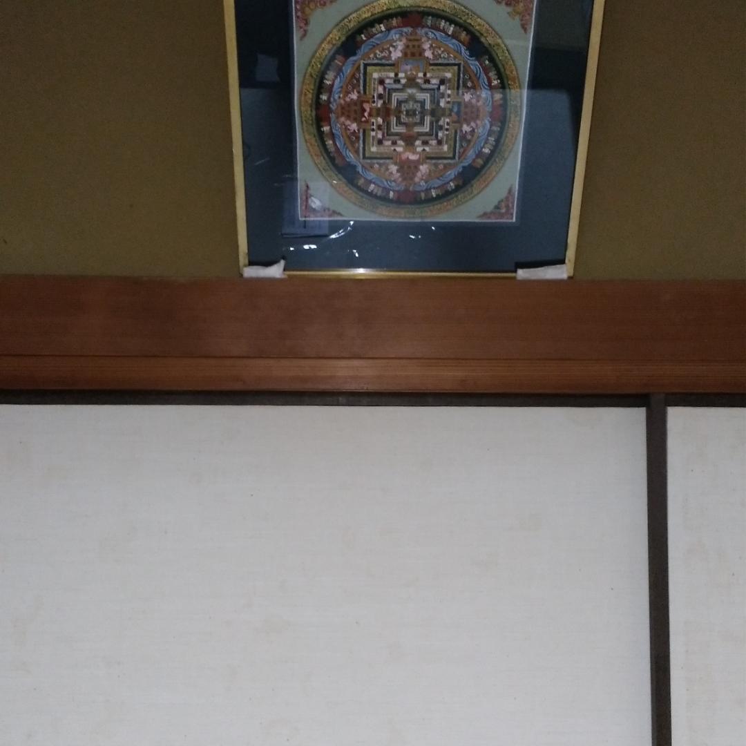 値下げ　チベット種字曼陀羅　赤　肉筆