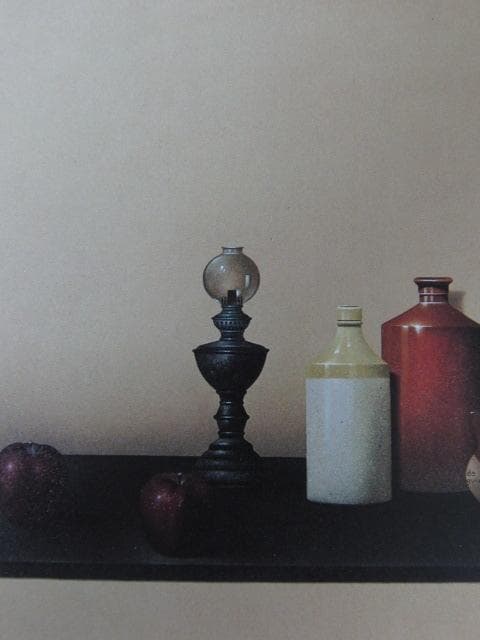 大竹山規、【壜のある静物】、希少な額装用画集画、新品高級額 額装付