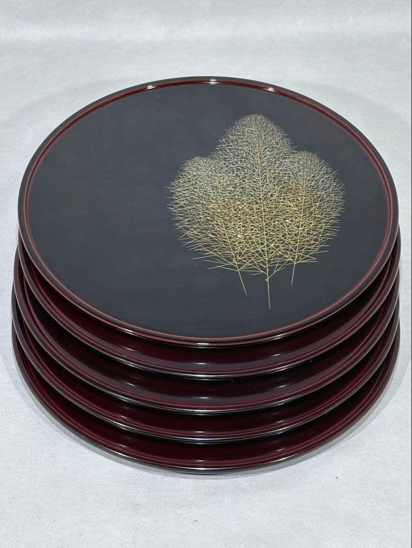 輪島塗　松井義明作　卓上膳　五客　美品　共箱　茶道具　懐石道具　送料込