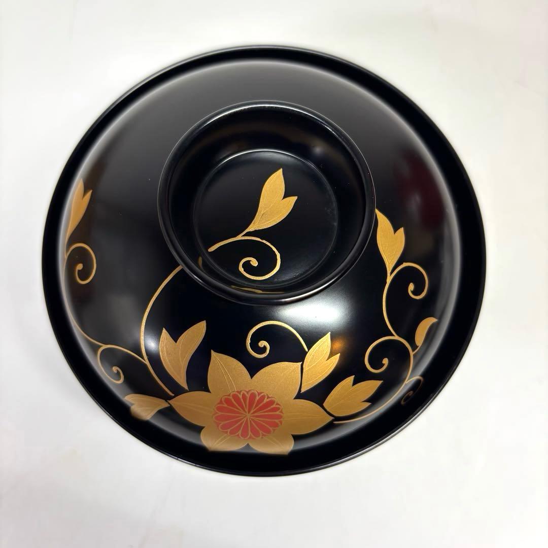 【未使用】　輪島塗　鉄仙蒔絵付 吸物椀五客　木箱付 送料無料