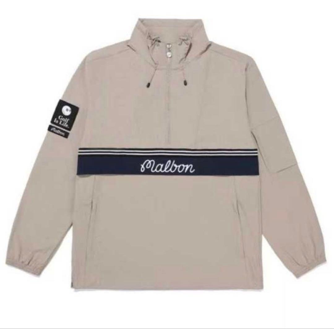グレージュ　L マルボンゴルフ MALBON GOLF 　長袖　ハーフジップ