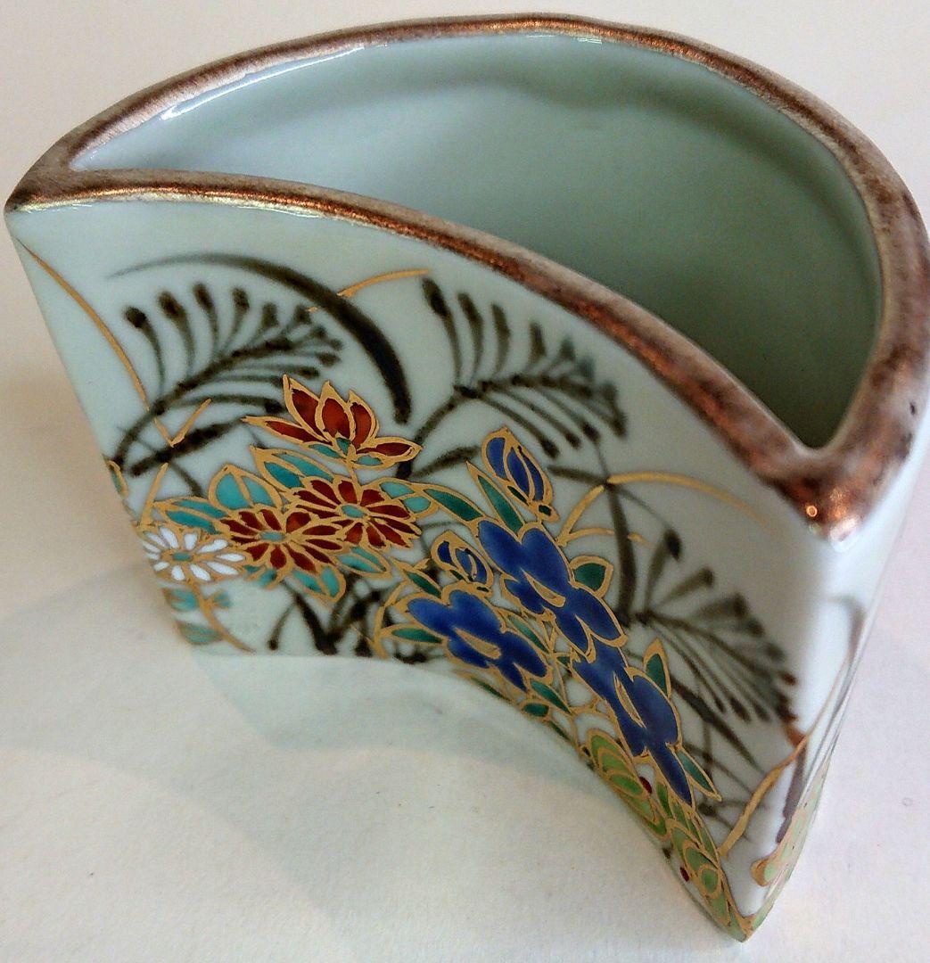 【茶道具】秋草絵 三日月蓋置