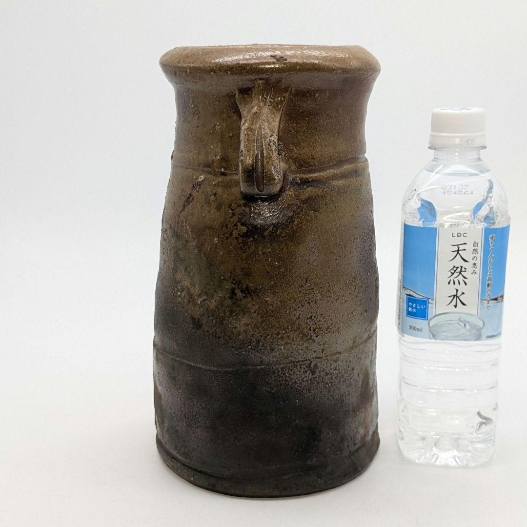 伝統工芸士 乗松俊行 備前焼 耳付矢筈口花入 花瓶 花器 フラワーベース 置物