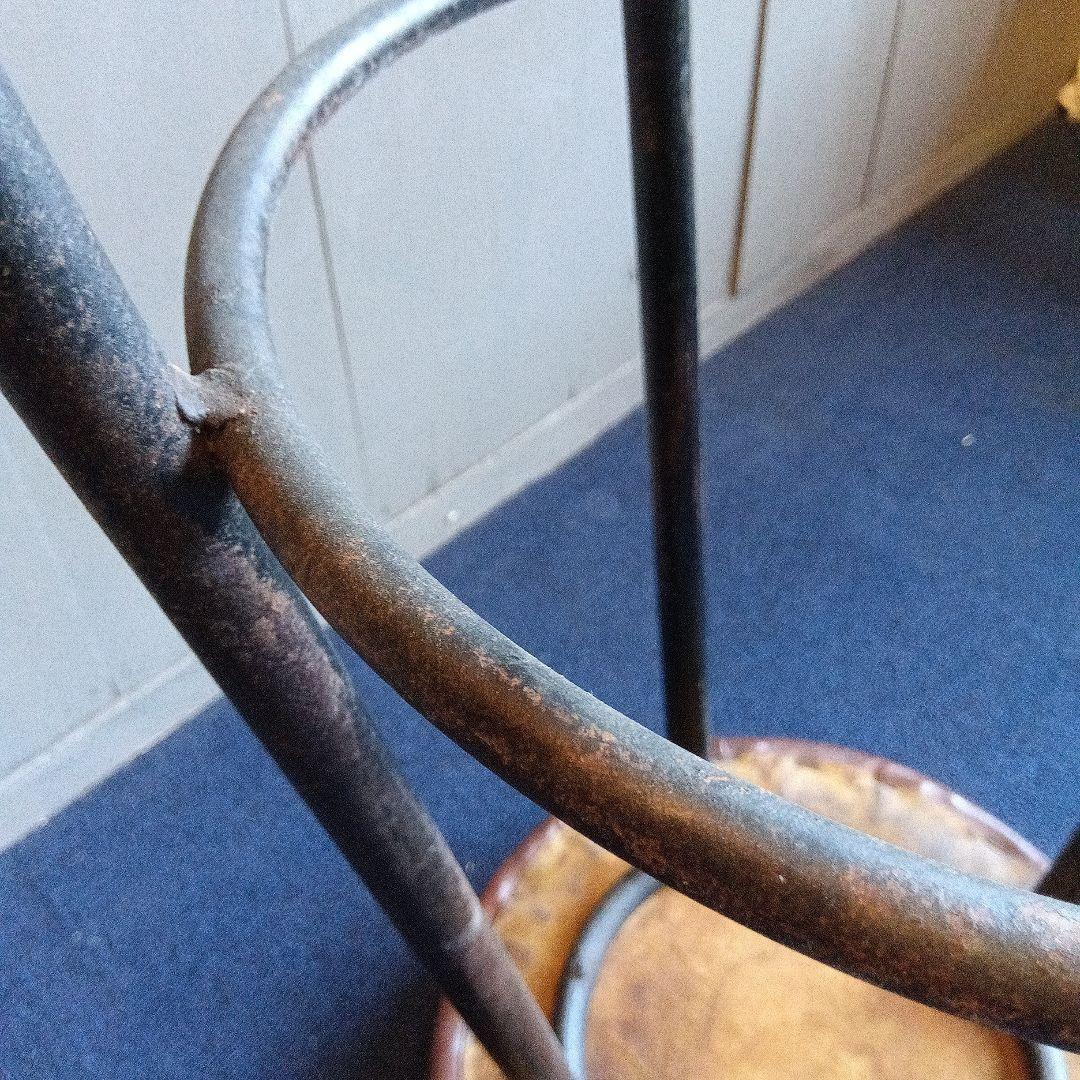 ブラウンレザー調 バースツール　椅子　昭和レトロ　アイアン