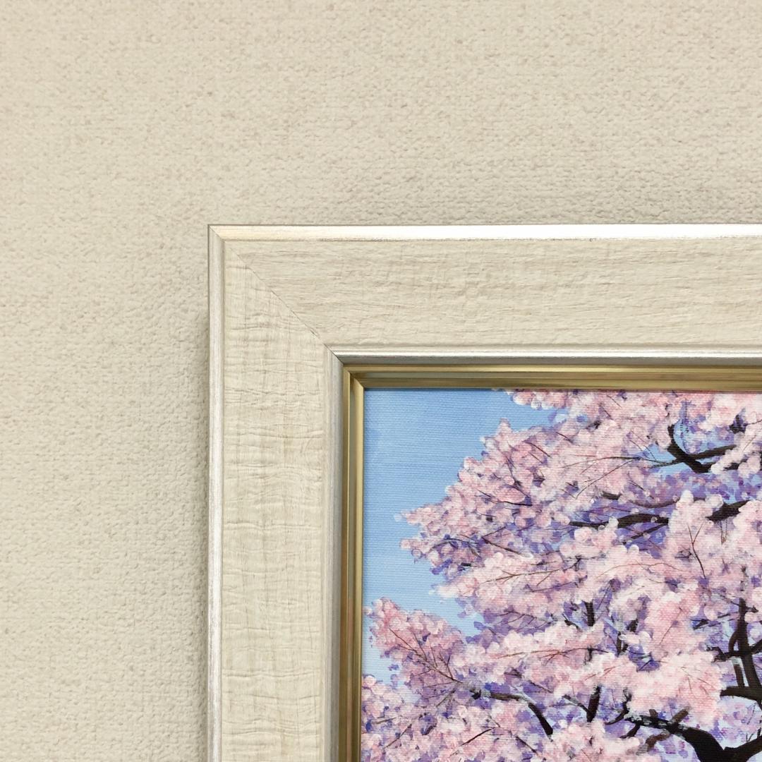 アクリル画　原画　「醍醐の桜04」額縁付　F4サイズ　キャンバス　風景画