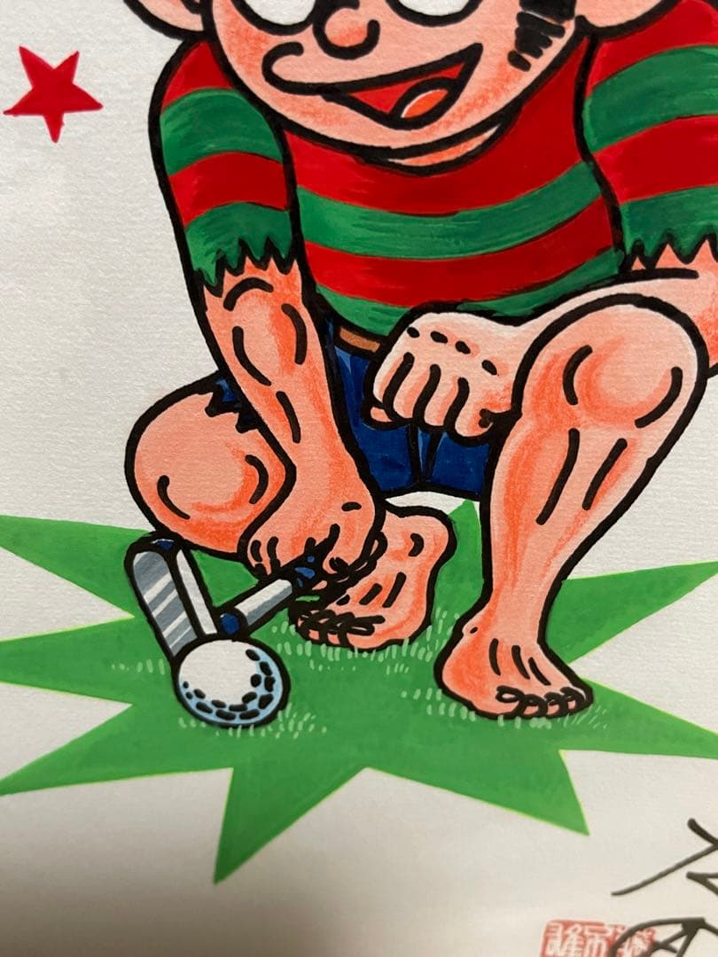 藤子不二雄　プロゴルファー猿　直筆イラスト　サイン　藤子不二雄　サイン