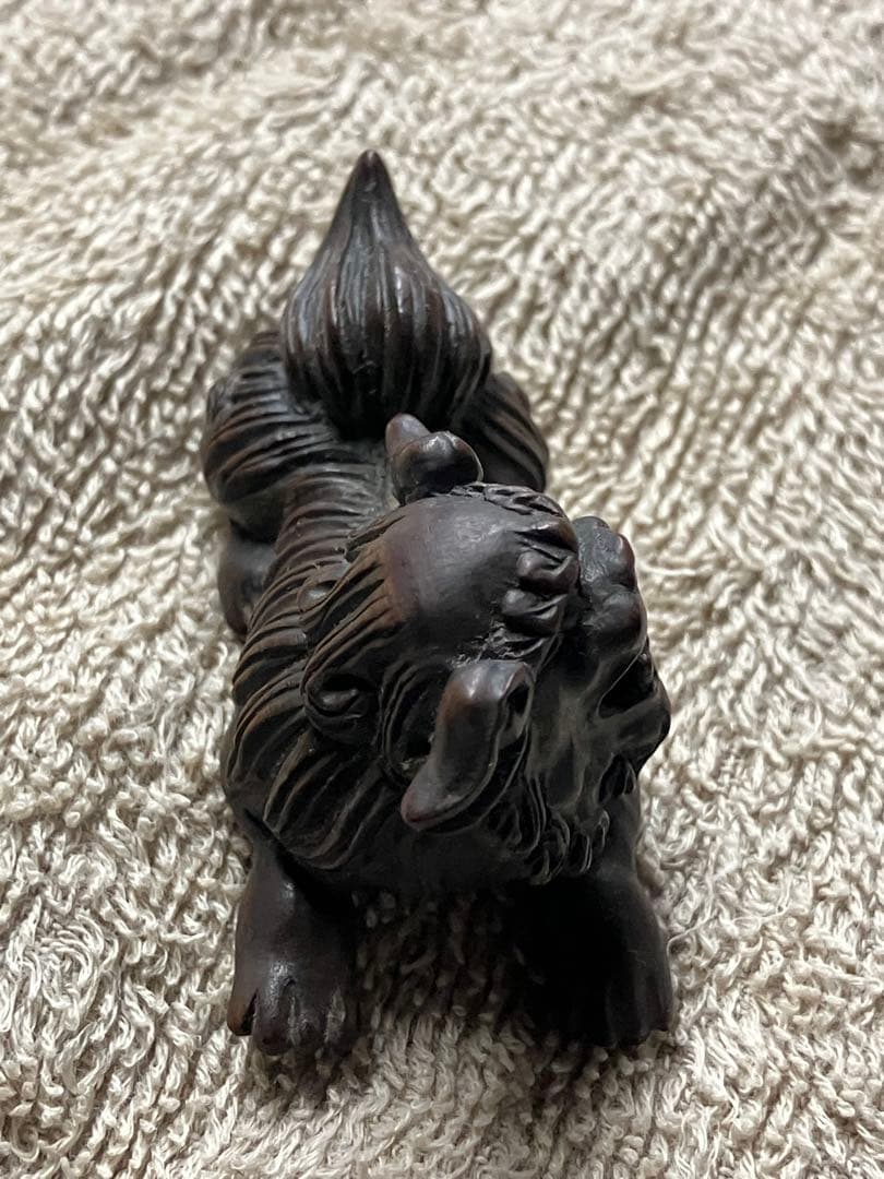 根付け　作者不明　刻印あり　獅子型　彫刻 約10cm