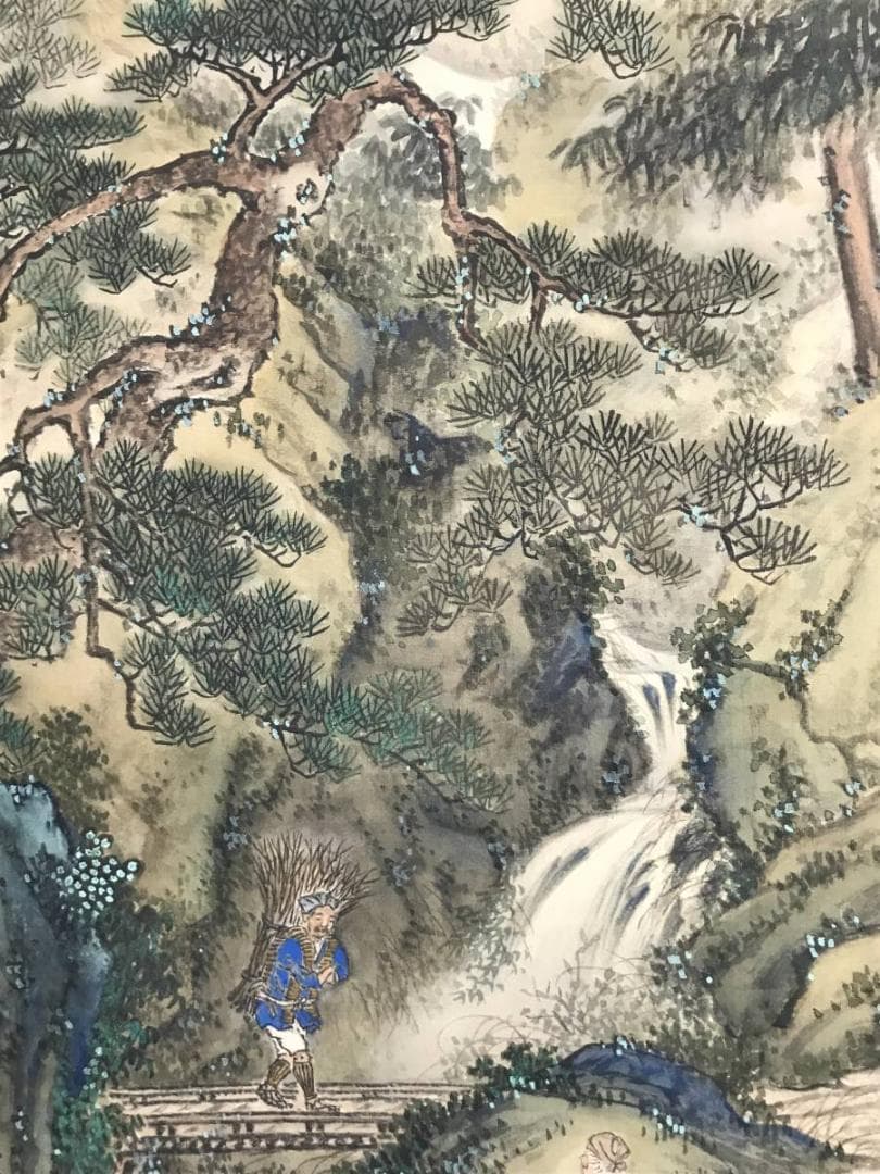 【真作】近藤翠石/夏渓山樵図/山水図/人物図/掛軸/名家伝来/AC-783