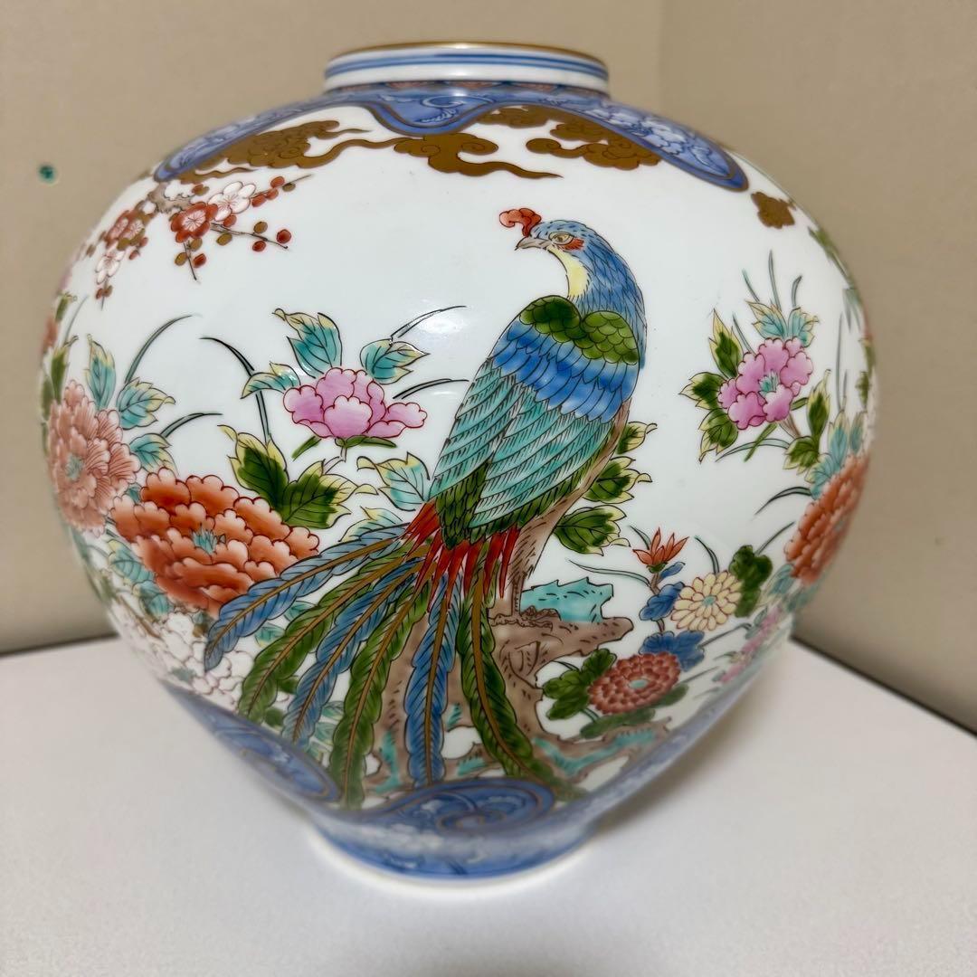 163 高級 伊万里焼 弥左ヱ門 花器 フラワーベース有田焼 花瓶 豪華 陶器