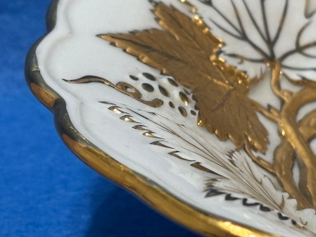 マイセン　グランツゴールドレリーフ皿　ピンクローズ　一級品　アンティーク　希少品