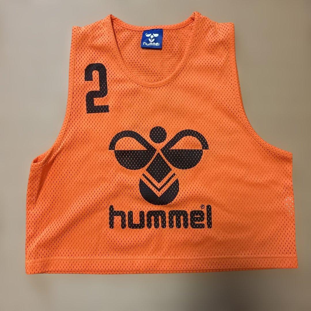 hummel オレンジ厚手メッシュウェア 背番号2-10 ジュニア用