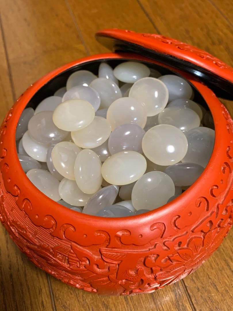 新品未使用 碁石 囲碁 堆朱 瑪瑙 メノウ 中国