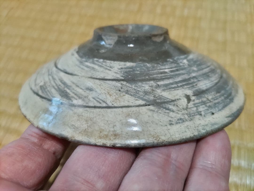 李朝　刷毛三嶋　皿（13.4cm）良品！
