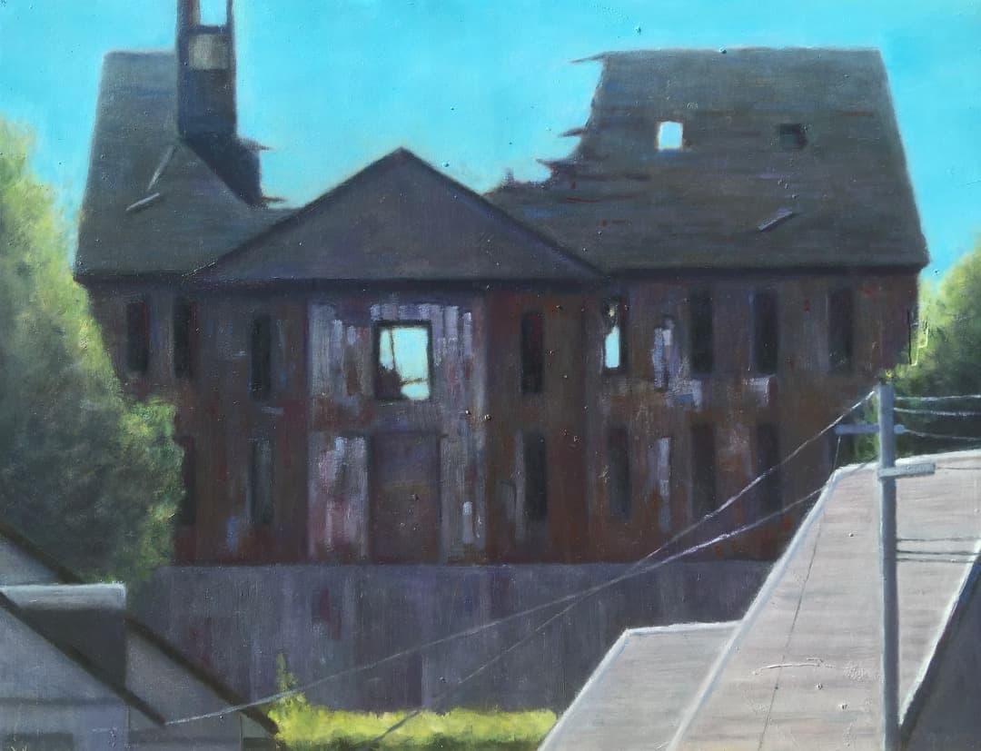 オリジナル絵画作品《廃洋館》