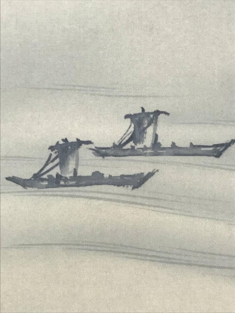 【真作】岡本紫洸/山水図/双幅/湖畔図/掛軸/名家伝来/AB-942