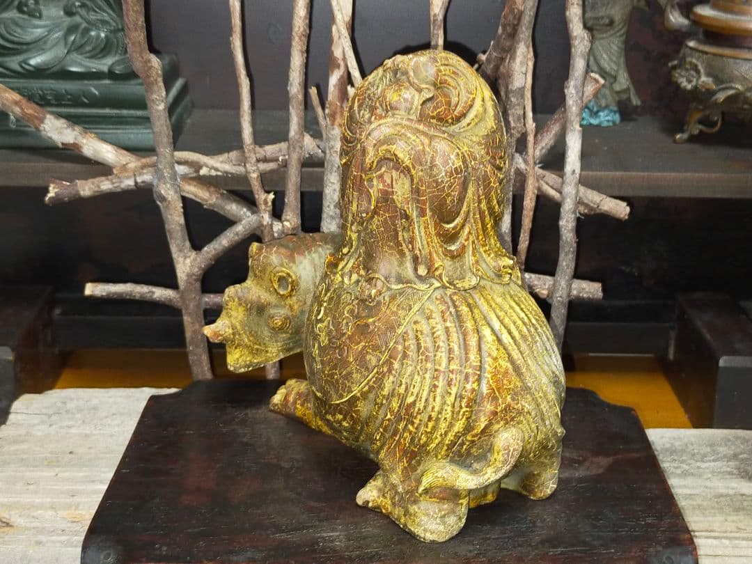 ♥値下げ！中国　石彫　彫刻作品　２．５ｋｇ　獣　達磨　石製　骨董　古玩