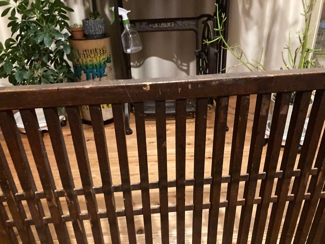 昭和レトロ　帳場格子２つ折り　ついたて　格子　 古道具　古民家