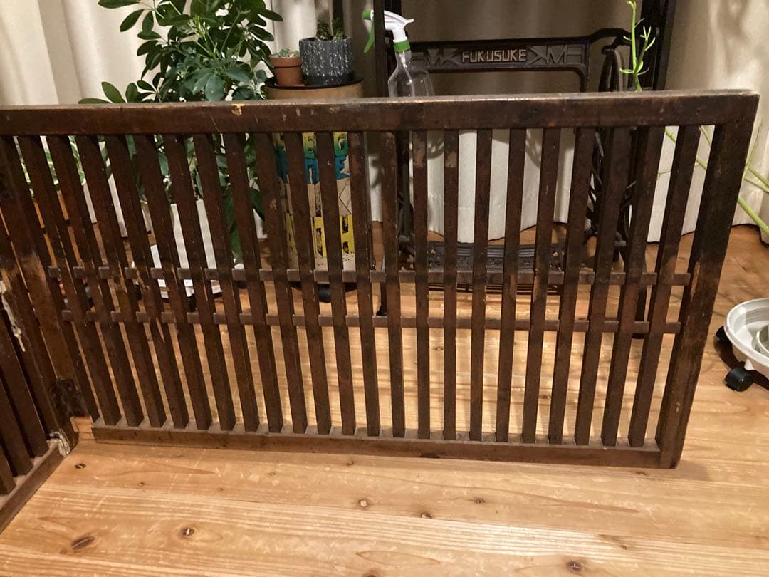 昭和レトロ　帳場格子２つ折り　ついたて　格子　 古道具　古民家